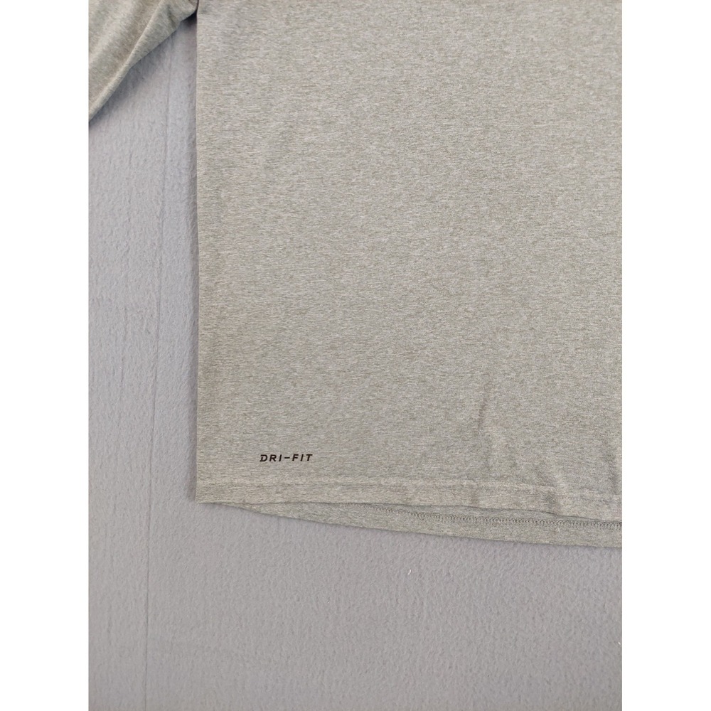 Nike Men Athletic Shirt M Gray Dri Fit 100% Polyester Logo Long Sleeve Crew Neck - Picture 4 of 16